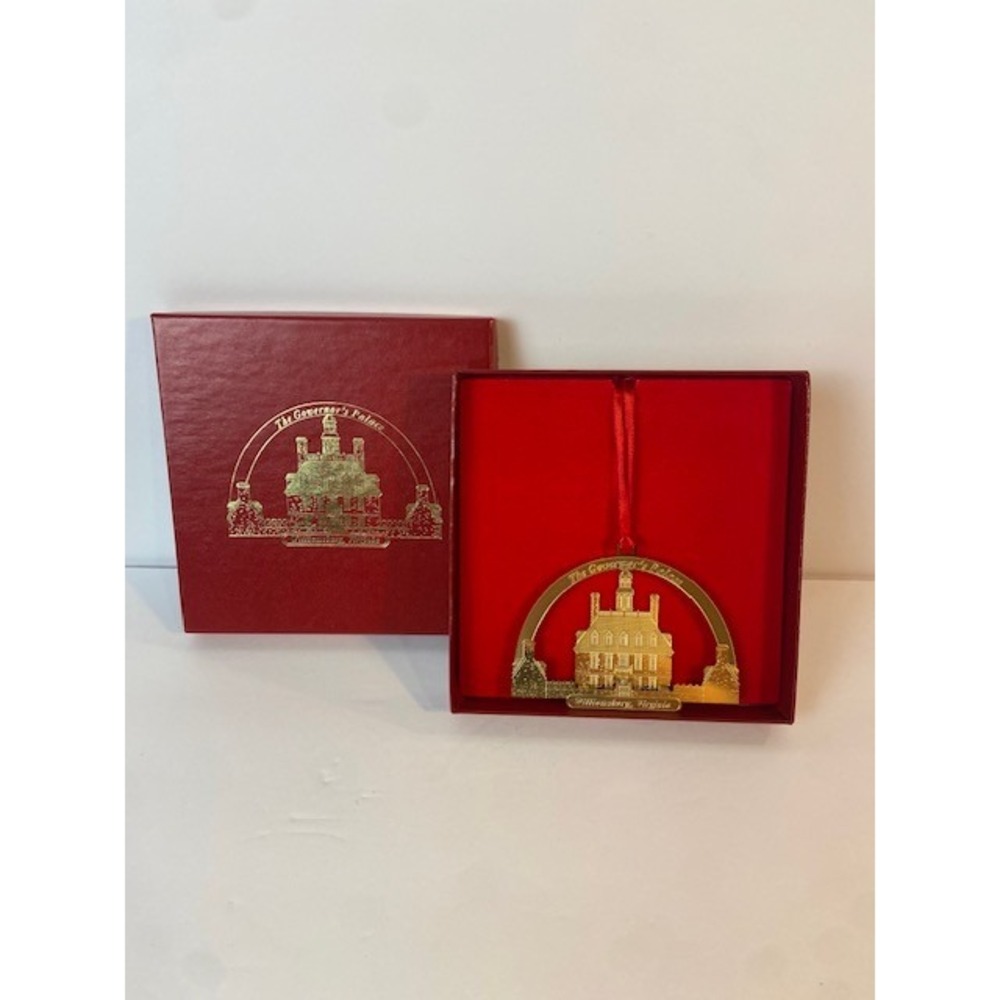 Williamsburg Virginia Governor's Palace Brass Christmas Ornament in Box Gold